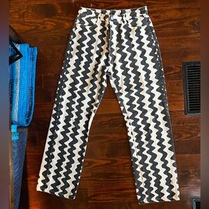 Cider Monochrome Wave Pattern Pants
